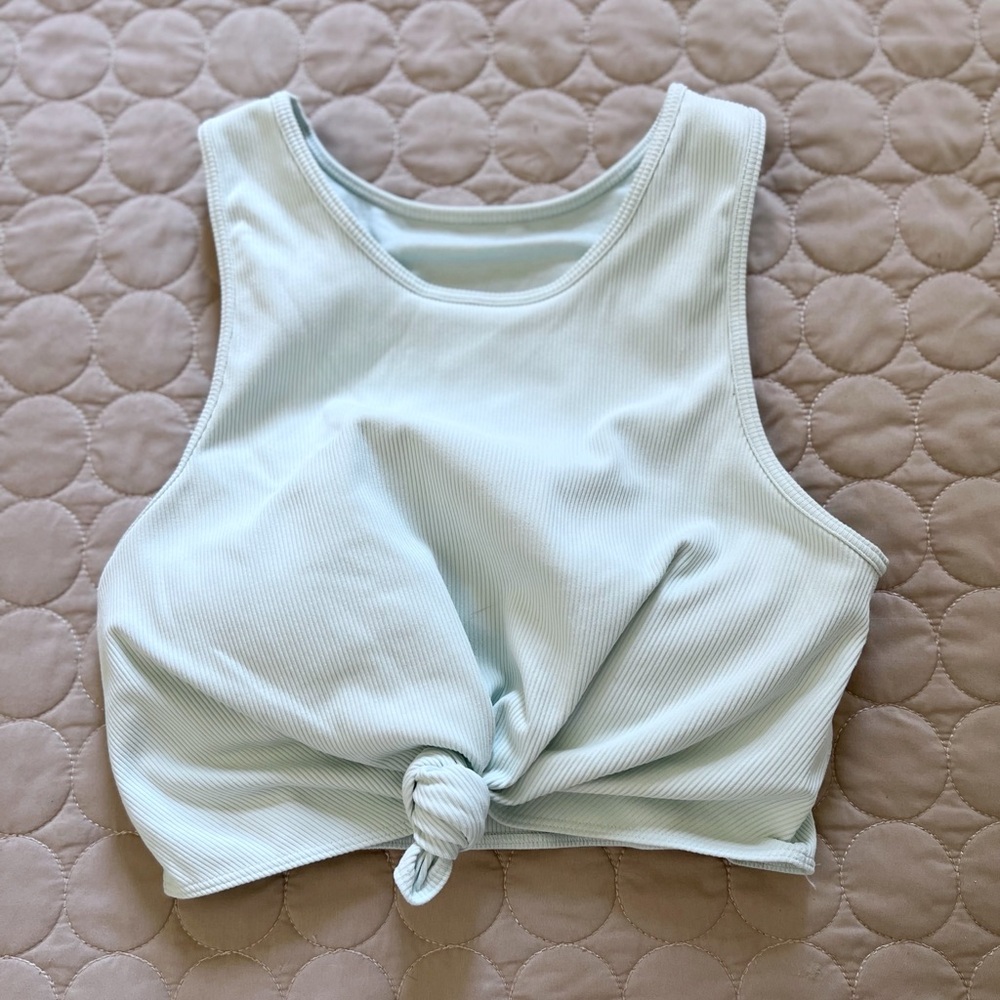 Gap Fit Light Blue Ribbed Knotted Women's Crop Top • M